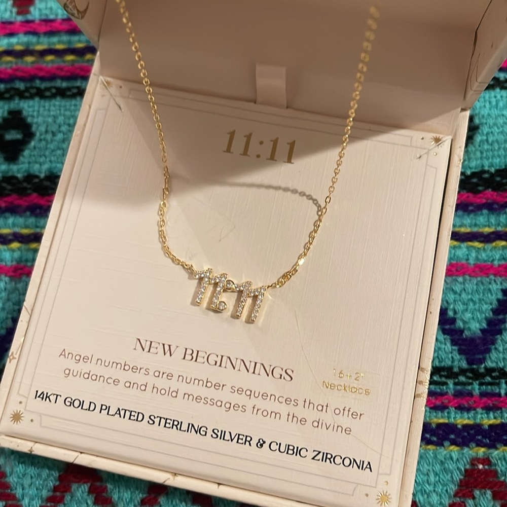 💫NWOT 11.11 👼🏼 Necklace 14 Kat gold plated sterling silver & Cubic Zircon…